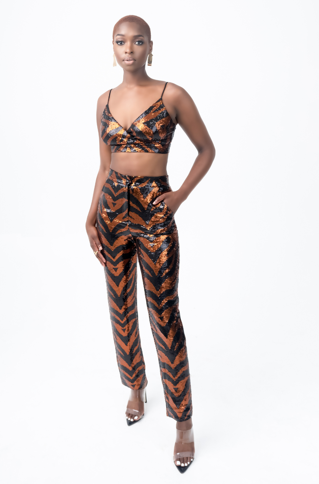 Stacy Sequin Pant - Tiger