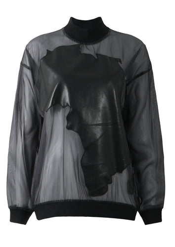 Black Sweatshirt See Through Styled Blouse