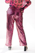 Load image into Gallery viewer, Stacy Sequin Pant- Pink Leopard Print
