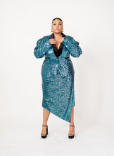 Load image into Gallery viewer, Selena Sequin Blazer - Blue Leopard

