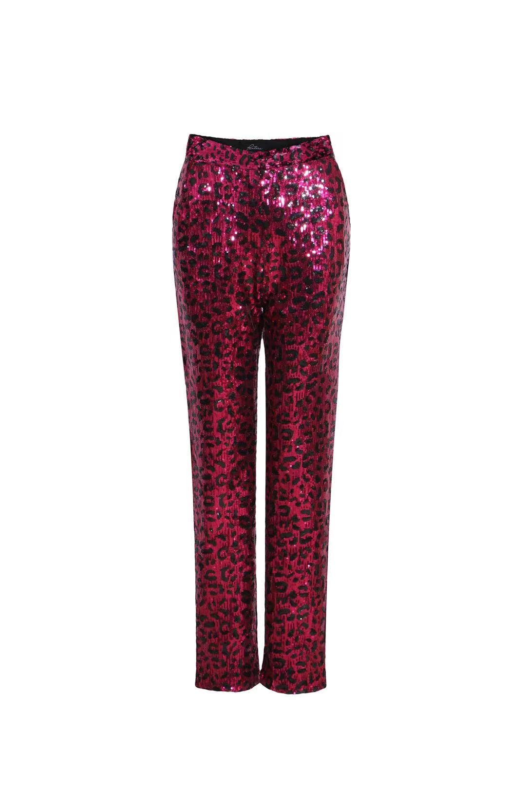 Stacy Sequin Pant- Pink Leopard Print – Pantora