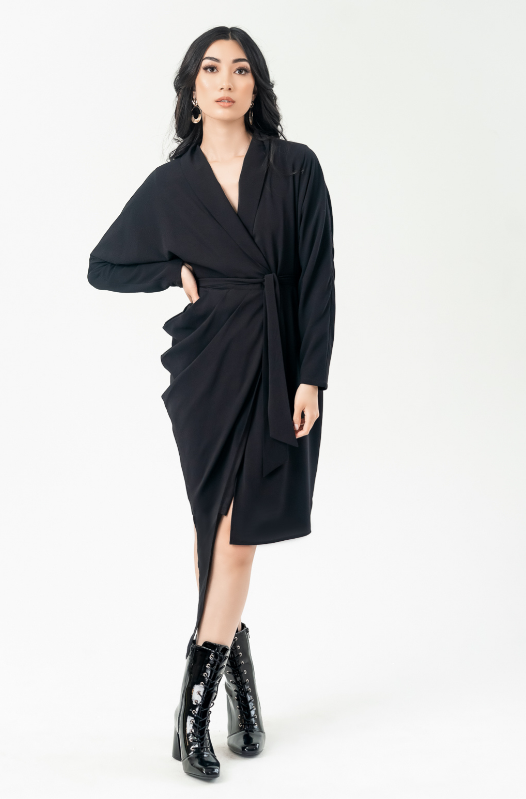 WANDA WRAP DRESS - BLACK – Pantora