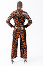 Load image into Gallery viewer, MARINA SEQUIN JUMPSUIT-TIGER PRINT
