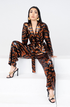 Load image into Gallery viewer, MARINA SEQUIN JUMPSUIT-TIGER PRINT
