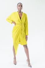 Load image into Gallery viewer, WANDA WRAP DRESS - CHARTREUSE

