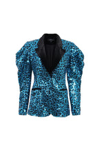 Load image into Gallery viewer, Selena Sequin Blazer - Blue Leopard
