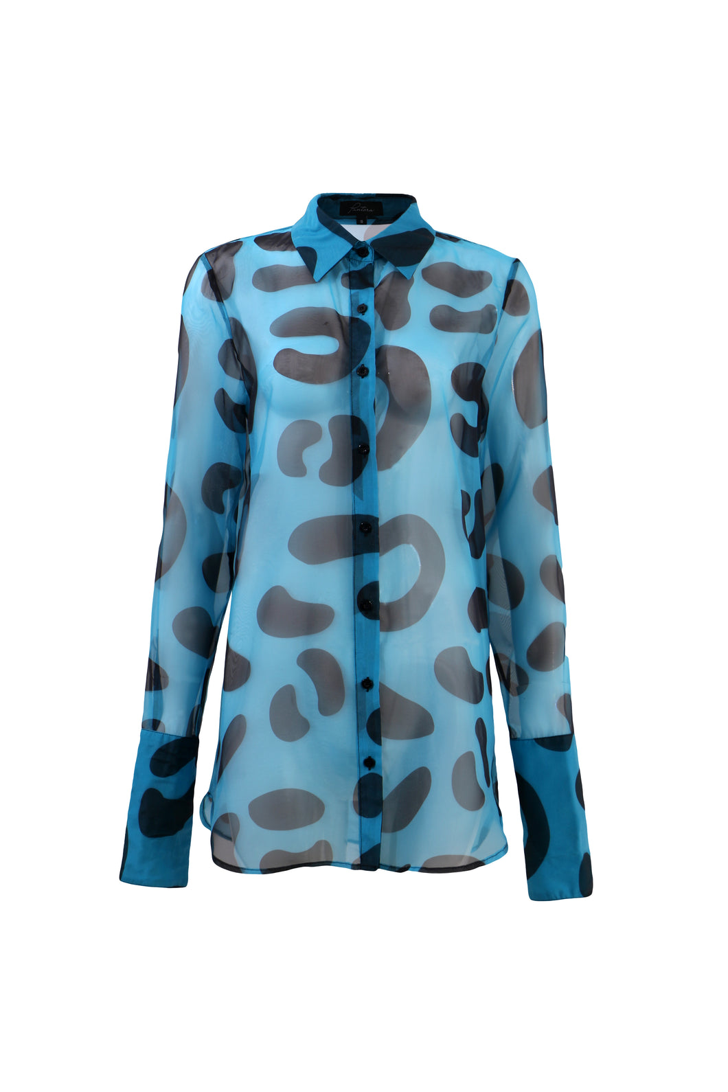 Latisha Button Up - Blue Leopard