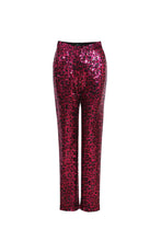 Load image into Gallery viewer, Stacy Sequin Pant- Pink Leopard Print
